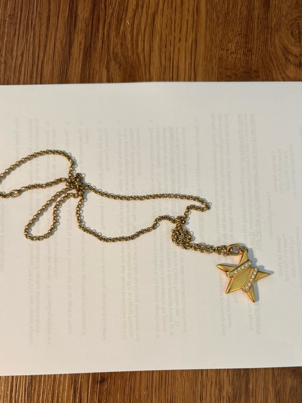 Gold Star Pendant Necklace with Crystal Accents